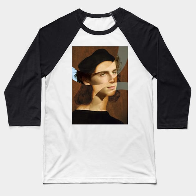 Self Portrait of Raphael and Timothee Chalamet Baseball T-Shirt by luigi-tarini